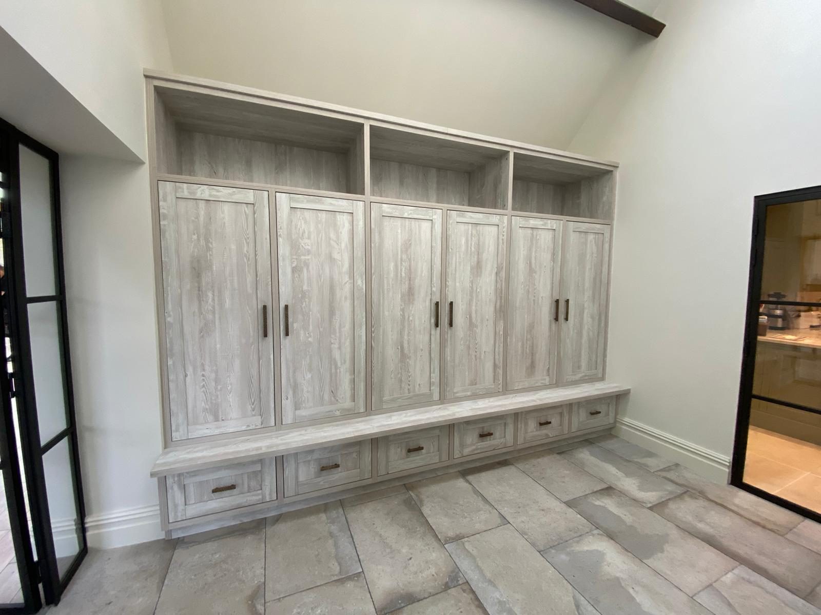 Bespoke locker run joinery by Skyerose Projects
